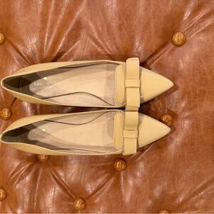 Kate Spade Beige Patent Bow Loafers